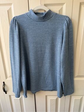 Madewell Blue Textured Mock Neck Sweater 1X Plus Size